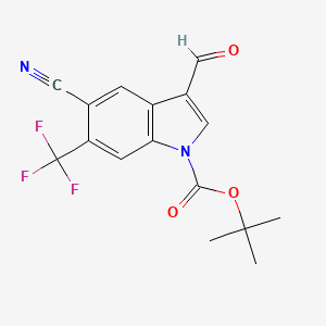 molecular formula C16H13F3N2O3 B1400208 叔丁基 5-氰基-3-甲酰基-6-(三氟甲基)-1H-吲哚-1-甲酸酯 CAS No. 1353877-93-6