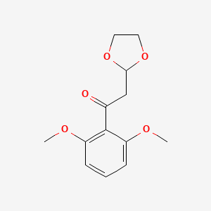 molecular formula C13H16O5 B1400226 1-(2,6-二甲氧基苯基)-2-(1,3-二氧戊环-2-基)-乙酮 CAS No. 1263365-51-0