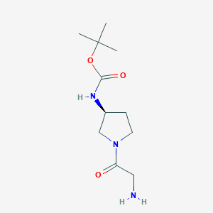 B1400233 [(S)-1-(2-Amino-acetyl)-pyrrolidin-3-yl]-carbamic acid tert-butyl ester CAS No. 1354011-45-2