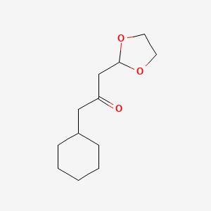 molecular formula C12H20O3 B1400239 1-Cyclohexyl-3-(1,3-dioxolan-2-yl)-propan-2-one CAS No. 1263366-17-1