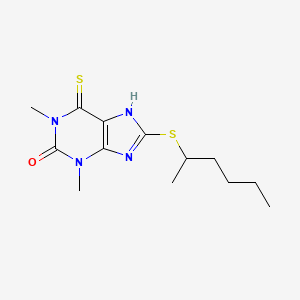 8-hexan-2-ylsulfanyl-1,3-dimethyl-6-sulfanylidene-7H-purin-2-one