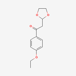 molecular formula C13H16O4 B1400256 2-(1,3-Dioxolan-2-yl)-1-(4-ethoxy-phenyl)-ethanone CAS No. 1263365-92-9