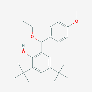 molecular formula C24H34O3 B14002604 2,4-Di-tert-butyl-6-[ethoxy(4-methoxyphenyl)methyl]phenol CAS No. 79994-42-6