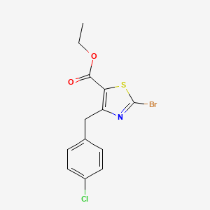 molecular formula C13H11BrClNO2S B1400265 乙基2-溴-4-(4-氯苄基)噻唑-5-羧酸乙酯 CAS No. 1206908-25-9
