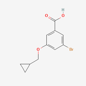 molecular formula C11H11BrO3 B1400269 3-Bromo-5-cyclopropylmethoxy-benzoic acid CAS No. 1180016-74-3