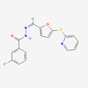 3-fluoro-N'-{[5-(2-pyridinylsulfanyl)-2-furyl]methylene}benzohydrazide