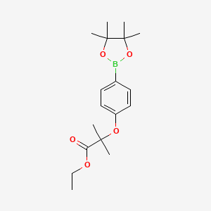molecular formula C18H27BO5 B1400306 (4-((1-乙氧基-2-甲基-1-氧代丙烷-2-基)氧)苯基)硼酸二缩甲醇酯 CAS No. 1146546-99-7
