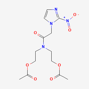 molecular formula C13H18N4O7 B14003066 2-[2-Acetyloxyethyl-[2-(2-nitroimidazol-1-yl)acetyl]amino]ethyl acetate CAS No. 81892-64-0