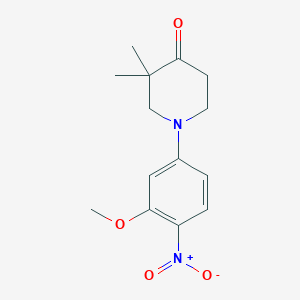 molecular formula C14H18N2O4 B1400316 1-(3-甲氧基-4-硝基苯基)-3,3-二甲基哌啶-4-酮 CAS No. 1356963-08-0