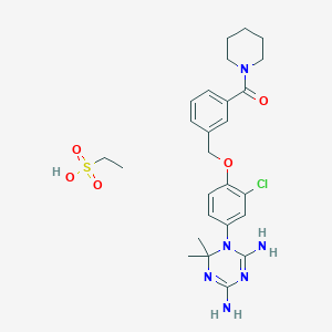 [3-[[2-Chloro-4-(4,6-diamino-2,2-dimethyl-1,3,5-triazin-1-yl)phenoxy]methyl]phenyl]-piperidin-1-ylmethanone;ethanesulfonic acid