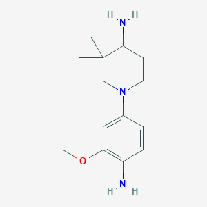 molecular formula C14H23N3O B1400317 1-(4-Amino-3-methoxyphenyl)-3,3-dimethylpiperidin-4-amine CAS No. 1356963-13-7