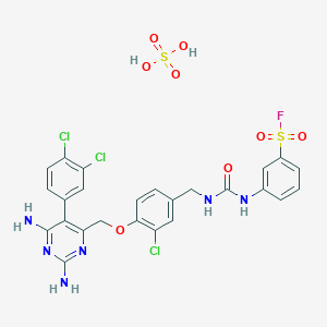 3-[[3-Chloro-4-[[2,6-diamino-5-(3,4-dichlorophenyl)pyrimidin-4-yl]methoxy]phenyl]methylcarbamoylamino]benzenesulfonyl fluoride; sulfuric acid