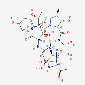 (3S,6S,9S,11R,15S,18S,20R,21R,24S,25S,26S)-18-amino-6-[(1S,2S)-1,2-dihydroxy-2-(4-hydroxyphenyl)ethyl]-11,20,21,25-tetrahydroxy-3,15-bis[(1R)-1-hydroxyethyl]-26-methyl-1,4,7,13,16,22-hexazatricyclo[22.3.0.09,13]heptacosane-2,5,8,14,17,23-hexone