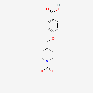 molecular formula C18H25NO5 B1400346 4-{[1-(叔丁氧羰基)哌啶-4-基]甲氧基}苯甲酸 CAS No. 1035270-79-1