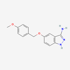 molecular formula C15H15N3O2 B1400347 5-(4-甲氧基苄氧基)-1H-吲唑-3-胺 CAS No. 1242152-62-0