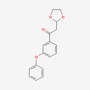 molecular formula C17H16O4 B1400354 2-(1,3-二氧戊环-2-基)-1-(3-苯氧基-苯基)-乙酮 CAS No. 1263365-78-1