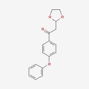molecular formula C17H16O4 B1400355 2-(1,3-二氧杂环-2-基)-1-(4-苯氧基苯基)乙酮 CAS No. 1263366-08-0