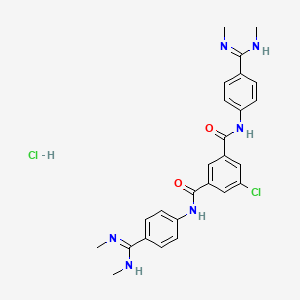 B14003655 5-chloro-1-N,3-N-bis[4-(N,N'-dimethylcarbamimidoyl)phenyl]benzene-1,3-dicarboxamide;hydrochloride CAS No. 21696-31-1