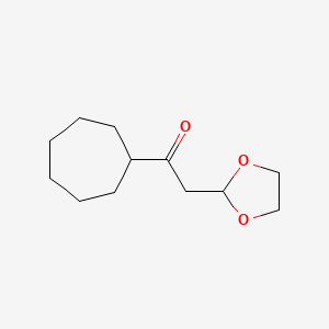 molecular formula C12H20O3 B1400378 1-环庚基-2-(1,3-二氧戊环-2-基)-乙酮 CAS No. 1263365-85-0