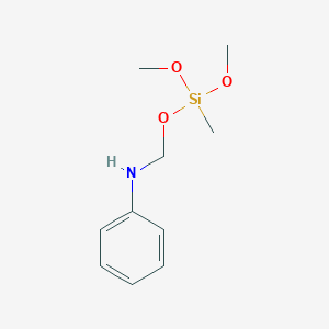 molecular formula C10H17NO3Si B14003902 N-[[dimethoxy(methyl)silyl]oxymethyl]aniline 