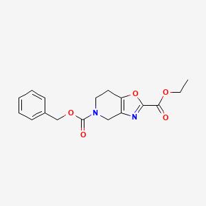 molecular formula C17H18N2O5 B1400416 6,7-Dihydro-oxazolo[4,5-c]pyridine-2,5(4H)-dicarboxylic acid, 2-ethyl 5-(phenylmethyl) ester CAS No. 1247883-69-7