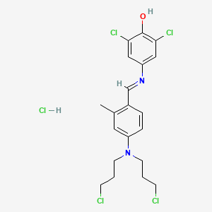 4-[[4-[Bis(3-chloropropyl)amino]-2-methylphenyl]methylideneamino]-2,6-dichlorophenol;hydrochloride