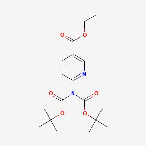 molecular formula C18H26N2O6 B1400438 6-(双叔丁氧羰基)氨基烟酸乙酯 CAS No. 1089330-72-2