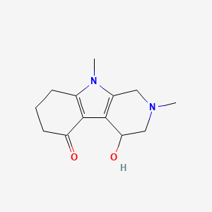 molecular formula C13H18N2O2 B14004510 4-Hydroxy-2,9-dimethyl-1,3,4,6,7,8-hexahydropyrido[3,4-b]indol-5-one CAS No. 66842-71-5