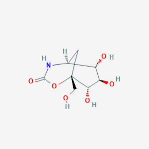 molecular formula C8H13NO6 B14004526 (1S,5S,6S,7R,8S)-6,7,8-Trihydroxy-1-(hydroxymethyl)-2-oxa-4-azabicyclo[3.3.1]nonan-3-one 