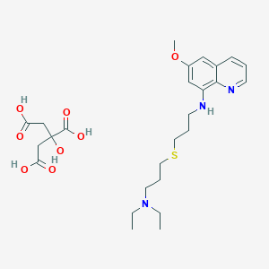 molecular formula C26H39N3O8S B14004627 N-[3-[3-(diethylamino)propylsulfanyl]propyl]-6-methoxyquinolin-8-amine;2-hydroxypropane-1,2,3-tricarboxylic acid CAS No. 5430-93-3