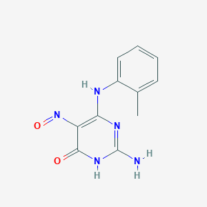 molecular formula C11H11N5O2 B14004662 2-amino-4-(2-methylanilino)-5-nitroso-1H-pyrimidin-6-one CAS No. 91347-56-7