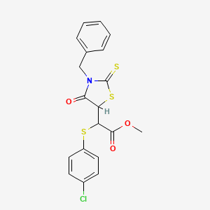 Methyl 2-(3-benzyl-4-oxo-2-sulfanylidene-1,3-thiazolidin-5-yl)-2-(4-chlorophenyl)sulfanylacetate