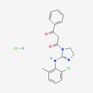 molecular formula C19H19Cl2N3O2 B14004762 1-[2-(2-Chloro-6-methylanilino)-4,5-dihydroimidazol-1-yl]-3-phenylpropane-1,3-dione;hydrochloride CAS No. 59897-81-3