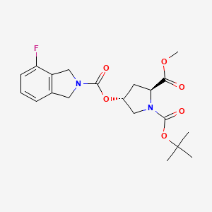 molecular formula C20H25FN2O6 B1400477 1-(tert-Butyl) 2-methyl (2S,4R)-4-((4-fluoroisoindoline-2-carbonyl)oxy)pyrrolidine-1,2-dicarboxylate CAS No. 1032469-22-9
