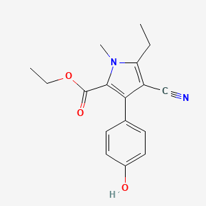 molecular formula C17H18N2O3 B1400483 ethyl 4-cyano-5-ethyl-3-(4-hydroxyphenyl)-1-methyl-1H-pyrrole-2-carboxylate CAS No. 851193-72-1