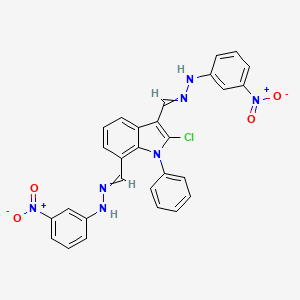 N-[[2-Chloro-7-[[(3-nitrophenyl)hydrazinylidene]methyl]-1-phenyl-indol-3-YL]methylideneamino]-3-nitro-aniline