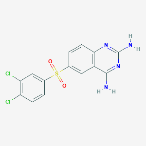 molecular formula C14H10Cl2N4O2S B14004871 6-(3,4-Dichlorophenyl)sulfonylquinazoline-2,4-diamine CAS No. 51123-28-5