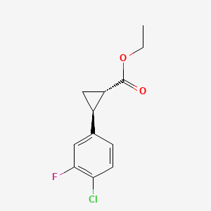 molecular formula C12H12ClFO2 B14004875 Ethyl trans-2-(4-chloro-3-fluoro-phenyl)cyclopropanecarboxylate 