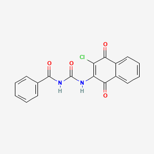 molecular formula C18H11ClN2O4 B14004923 N-[(3-chloro-1,4-dioxonaphthalen-2-yl)carbamoyl]benzamide CAS No. 16223-53-3