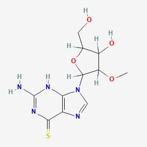 molecular formula C11H15N5O4S B14005038 9H-Purine-6(1H)-thione, 2-amino-9-(2-O-methyl-beta-D-ribofuranosyl)- CAS No. 13039-47-9