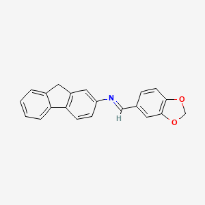 molecular formula C21H15NO2 B14005060 1-benzo[1,3]dioxol-5-yl-N-(9H-fluoren-2-yl)methanimine CAS No. 33651-52-4