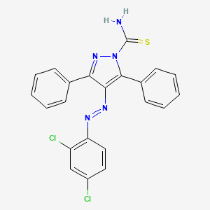 molecular formula C22H15Cl2N5S B14005191 4-[(E)-(2,4-Dichlorophenyl)diazenyl]-3,5-diphenyl-1H-pyrazole-1-carbothioamide CAS No. 58285-67-9