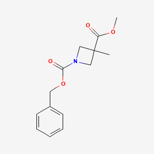 molecular formula C14H17NO4 B1400524 1-苄基 3-甲基 3-甲基氮杂环丁烷-1,3-二羧酸酯 CAS No. 912444-78-1