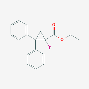 molecular formula C18H17FO2 B14005389 Ethyl 1-fluoro-2,2-diphenylcyclopropanecarboxylate CAS No. 33666-37-4