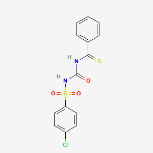 molecular formula C14H11ClN2O3S2 B14005409 N-[(4-Chlorobenzene-1-sulfonyl)carbamoyl]benzenecarbothioamide CAS No. 61720-79-4