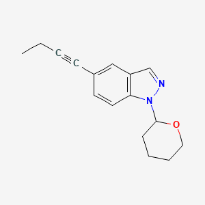 molecular formula C16H18N2O B1400560 5-(丁-1-炔-1-基)-1-(四氢-2H-吡喃-2-基)-1H-吲唑 CAS No. 1365889-00-4