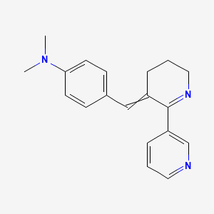 molecular formula C19H21N3 B14005618 N,N-dimethyl-4-[[6-(3-pyridinyl)-3,4-dihydro-2H-pyridin-5-ylidene]methyl]aniline 