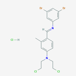 N,N-bis(2-chloroethyl)-4-[(3,5-dibromophenyl)iminomethyl]-3-methylaniline;hydrochloride