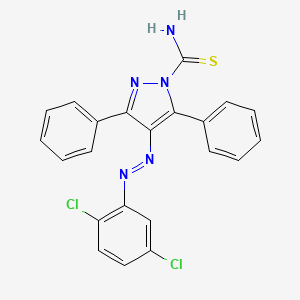 molecular formula C22H15Cl2N5S B14005751 4-[(E)-(2,5-Dichlorophenyl)diazenyl]-3,5-diphenyl-1H-pyrazole-1-carbothioamide CAS No. 58285-68-0