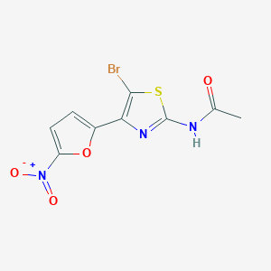 molecular formula C9H6BrN3O4S B14005804 N-[5-bromo-4-(5-nitrofuran-2-yl)-1,3-thiazol-2-yl]acetamide CAS No. 51948-56-2